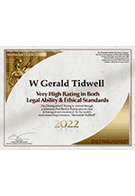 W Gerald Tidwell | Very High Rating In Both Legal Ability & Ethical Standards | 2022